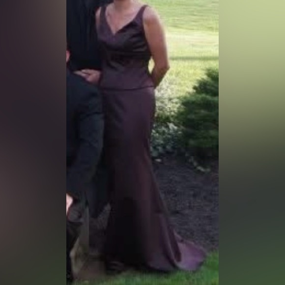 David’s Bridal Elegant Chocolate Two-Piece Dress w/ Small train - Picture 7 of 7